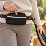 Detachable zipper pouch worn at the waist with everyday essentials